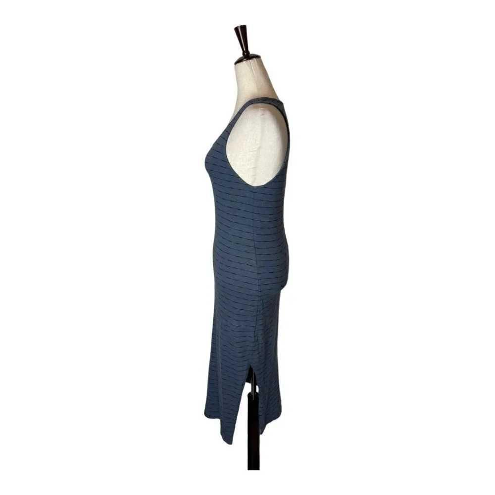 Monrow Blue Cotton Striped Sleeveless Scoop Neck Midi Tank Dress Size‎ S - Picture 7 of 10